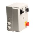 Manually operated star-delta-starter 7.5 kW With overload protection, undervoltage release, mains switch and emergency stop. Protection against autonomous restart after voltage recovery