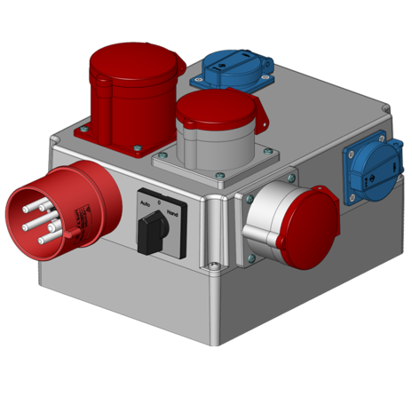 Switching automatics 3-phase combo 32A with CCST converter board and selector switch Hand-0-Auto for extraction.