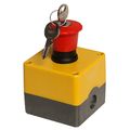 Emergency stop box with key release; 2 NC