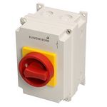 Emergency stop mains switch 4 poles, actuation yellow/red