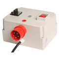 Softstarter 7.5 kW (suitable only for light start-up) With undervoltage release, overload protection and mains switch. Protection against autonomous restart after voltage recovery