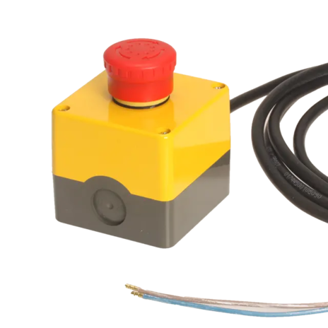 Emergency stop box with 1 normally closed contact element Emergency stop box with 1 normally closed contact element